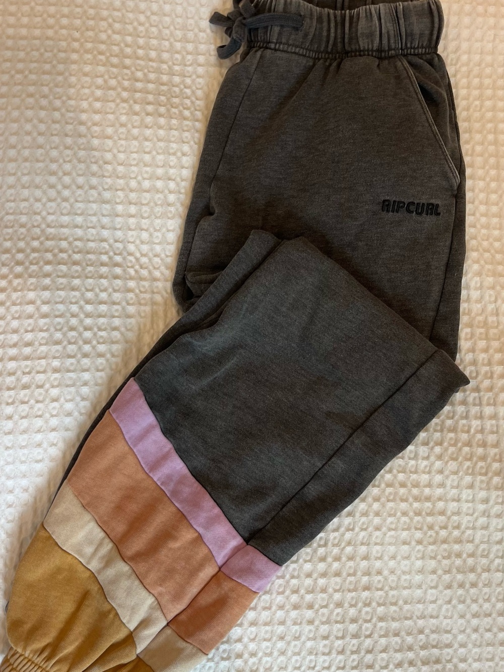 Rip Curl Charcoal Sweatpants with Colorblock Pastel Cuffs